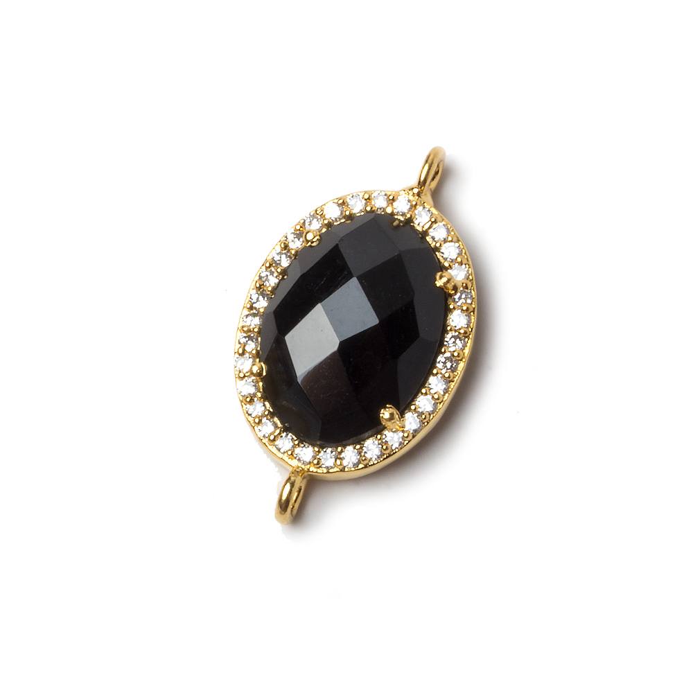 17x13mm Vermeil Bezeled CZ & Black Chalcedony Oval Connector 1 pc (ONLINE ORDER ONLY)