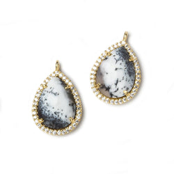 17x13mm Vermeil Bezeled White CZ and Dendritic Opal Pear Pendant 1 piece (ONLINE ORDER ONLY)