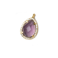 17x13mm Vermeil CZ Bezel Purple Hydro Quartz Faceted Pear Pendant 1 piece (ONLINE ORDER ONLY)