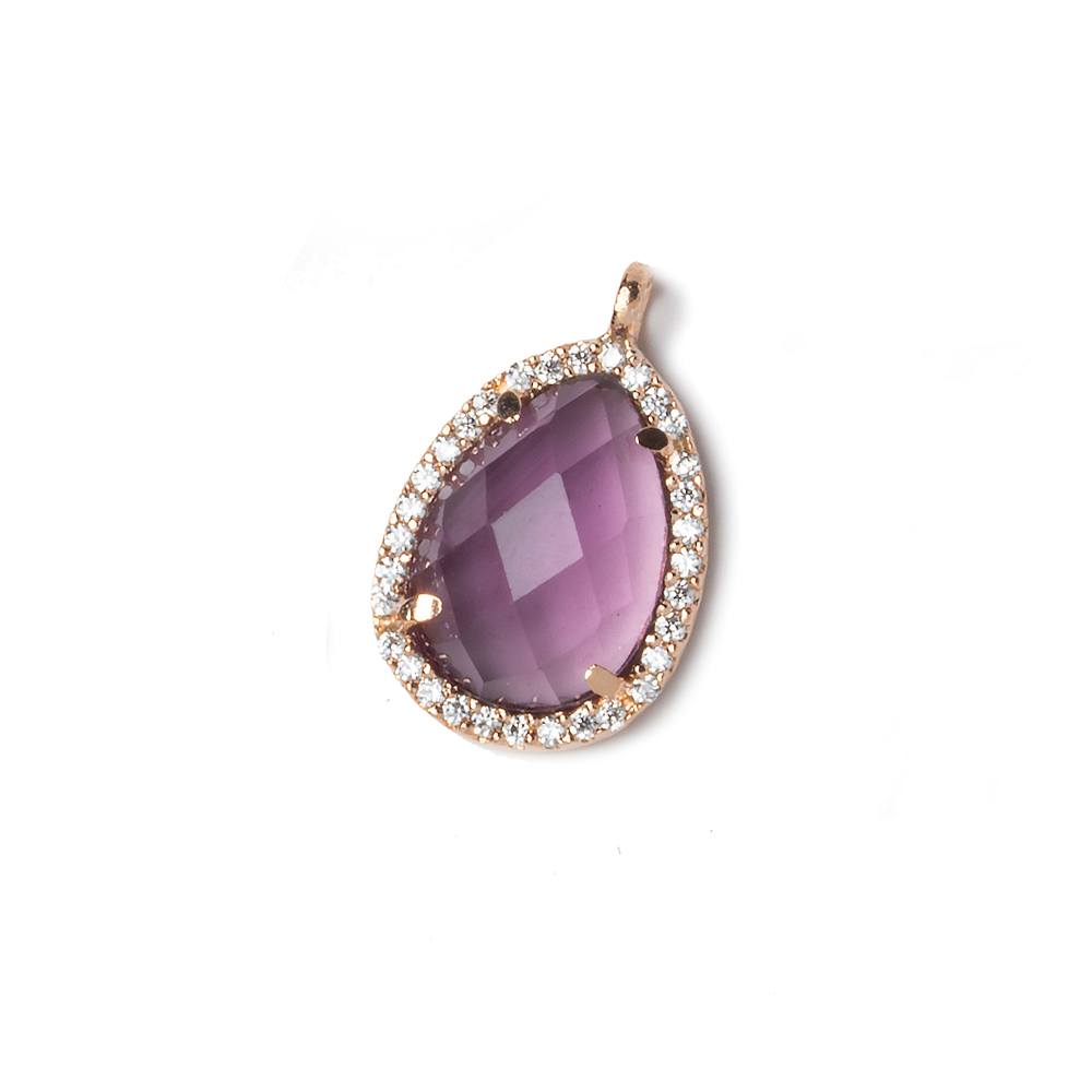 17x13mm Rose Gold CZ Bezel Purple Hydro Quartz Faceted Pear Pendant 1 piece (ONLINE ORDER ONLY)