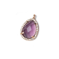 17x13mm Rose Gold CZ Bezel Purple Hydro Quartz Faceted Pear Pendant 1 piece (ONLINE ORDER ONLY)