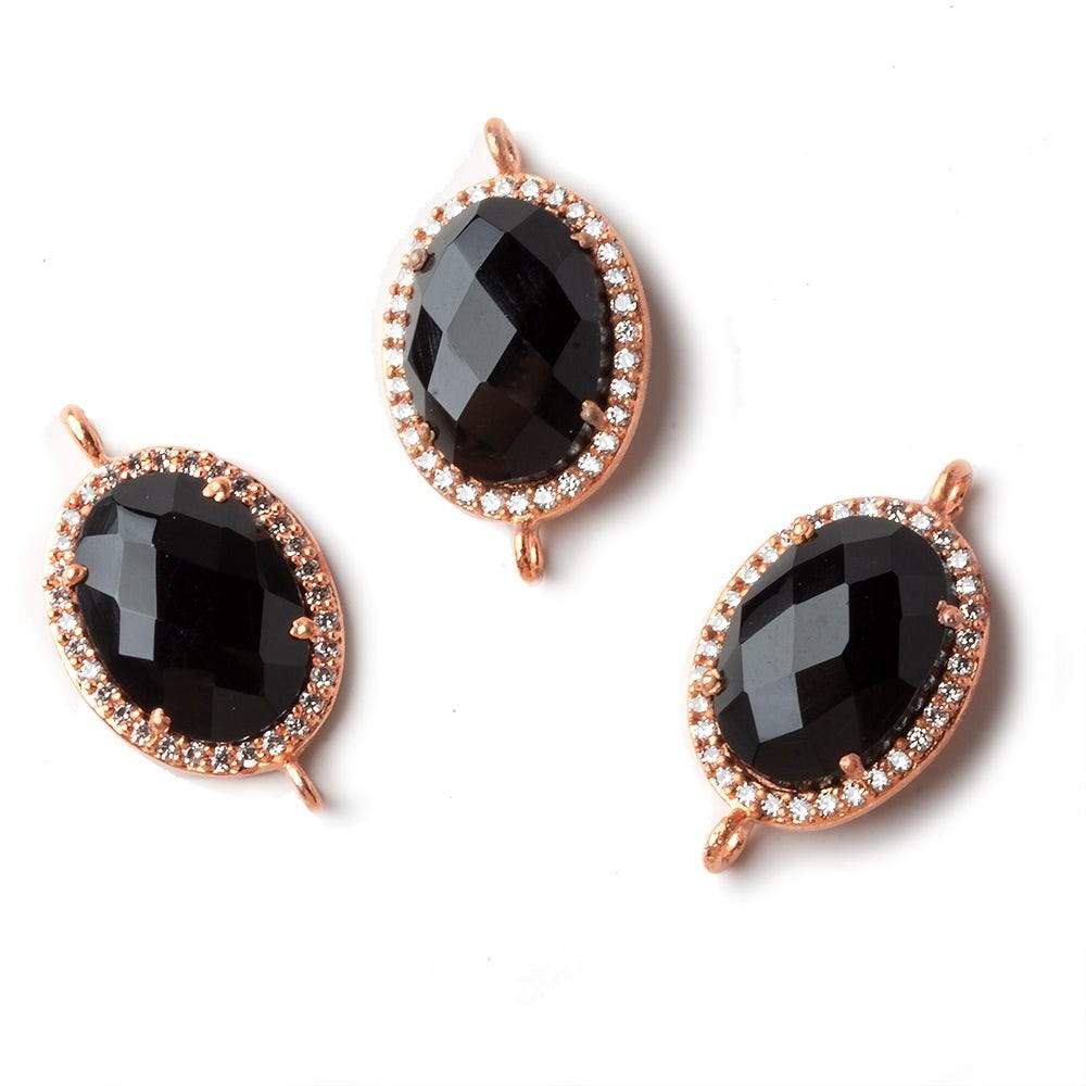 17x13mm Rose Gold CZ Bezel Black Chalcedony Oval Connector 1 piece (ONLINE ORDER ONLY)