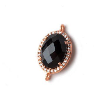 17x13mm Rose Gold CZ Bezel Black Chalcedony Oval Connector 1 piece (ONLINE ORDER ONLY)
