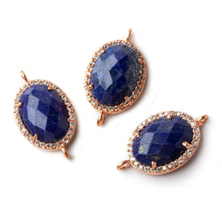 17x13mm Rose Gold CZ Bezel Lapis Lazuli Oval Connector 1 piece (ONLINE ORDER ONLY)