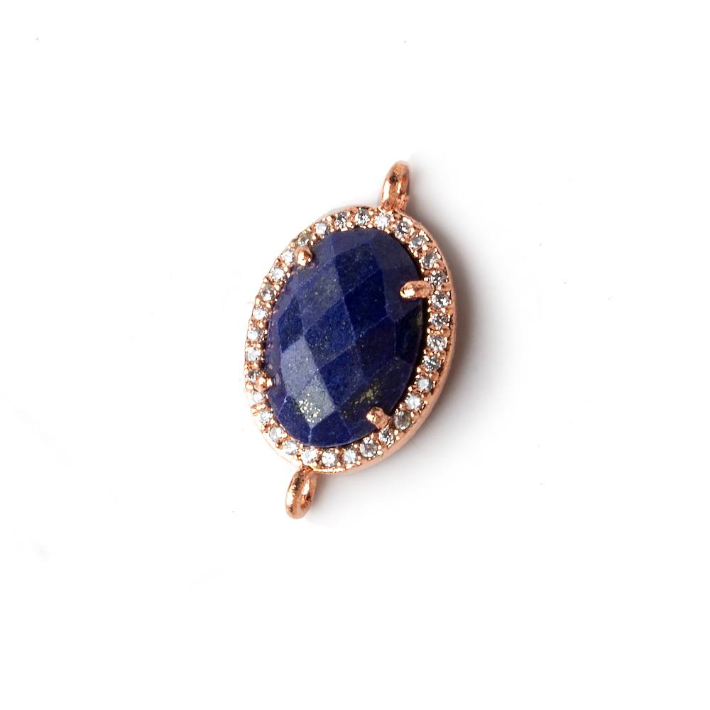 17x13mm Rose Gold CZ Bezel Lapis Lazuli Oval Connector 1 piece (ONLINE ORDER ONLY)