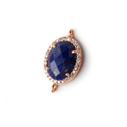 17x13mm Rose Gold CZ Bezel Lapis Lazuli Oval Connector 1 piece (ONLINE ORDER ONLY)