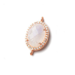 17x13mm Rose Gold CZ Bezel Rainbow Moonstone Oval Connector 1 piece (ONLINE ORDER ONLY)