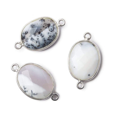 17x13mm Silver .925 Bezel Dendritic Opal Faceted Oval Connector 1 piece (ONLINE ORDER ONLY)