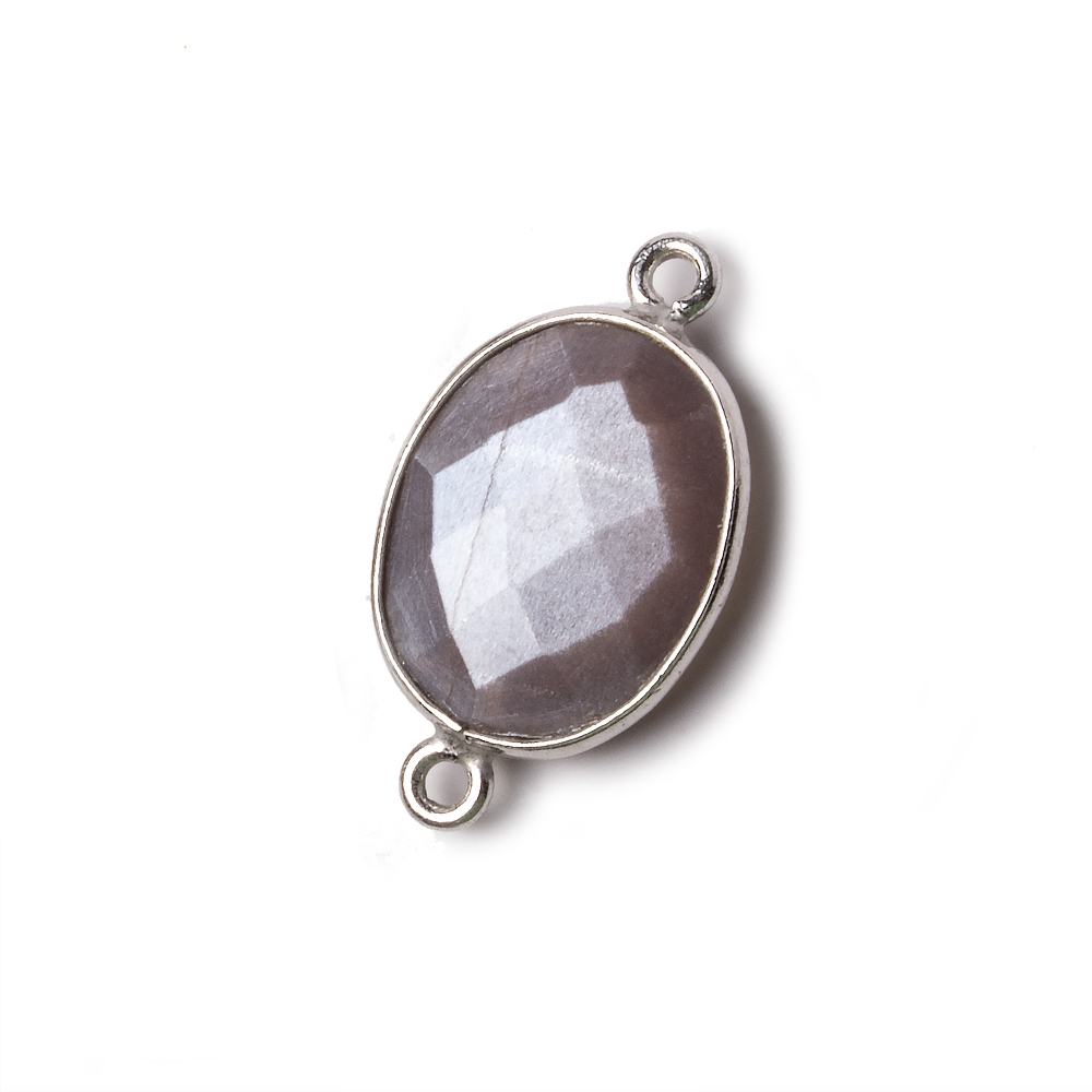 17x13mm Silver Bezel Chocolate Moonstone Faceted Oval Connector 1 piece (ONLINE ORDER ONLY)