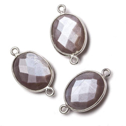 17x13mm Silver Bezel Chocolate Moonstone Faceted Oval Connector 1 piece (ONLINE ORDER ONLY)