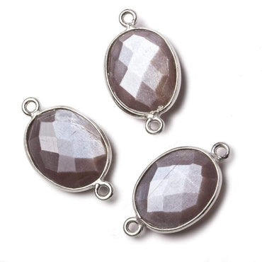 17x13mm Silver Bezel Chocolate Moonstone Faceted Oval Connector 1 piece (ONLINE ORDER ONLY)