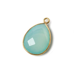 19x16mm Vermeil Bezel Aqua Chalcedony Pear Focal Pendant 1 piece (ONLINE ORDER ONLY)