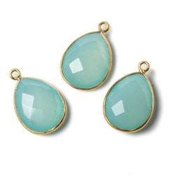 19x16mm Vermeil Bezel Aqua Chalcedony Pear Focal Pendant 1 piece (ONLINE ORDER ONLY)