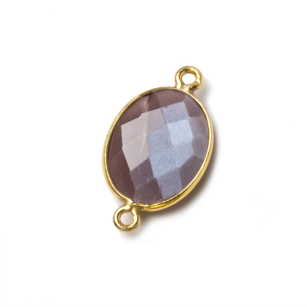 17x13mm Vermeil Bezel Chocolate Moonstone Faceted Oval Connector 1 piece (ONLINE ORDER ONLY)