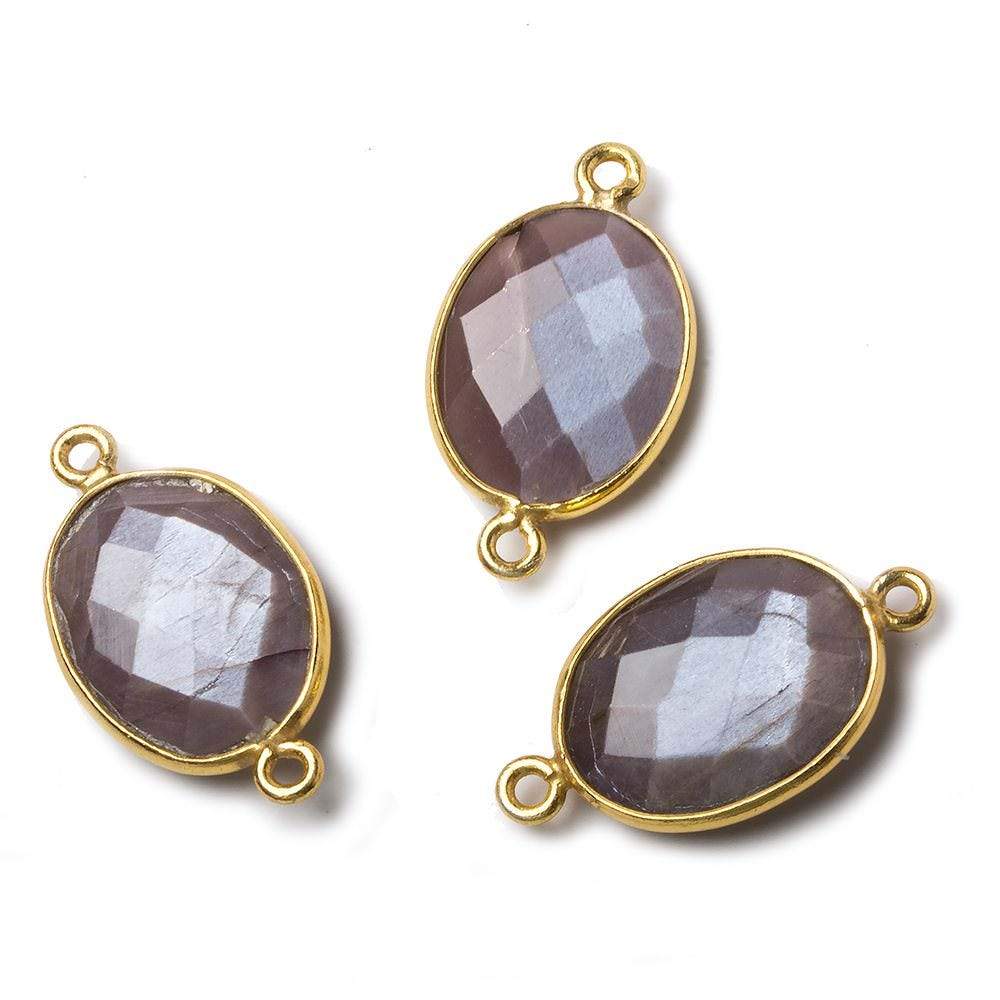 17x13mm Vermeil Bezel Chocolate Moonstone Faceted Oval Connector 1 piece (ONLINE ORDER ONLY)