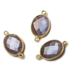 17x13mm Vermeil Bezel Chocolate Moonstone Faceted Oval Connector 1 piece (ONLINE ORDER ONLY)