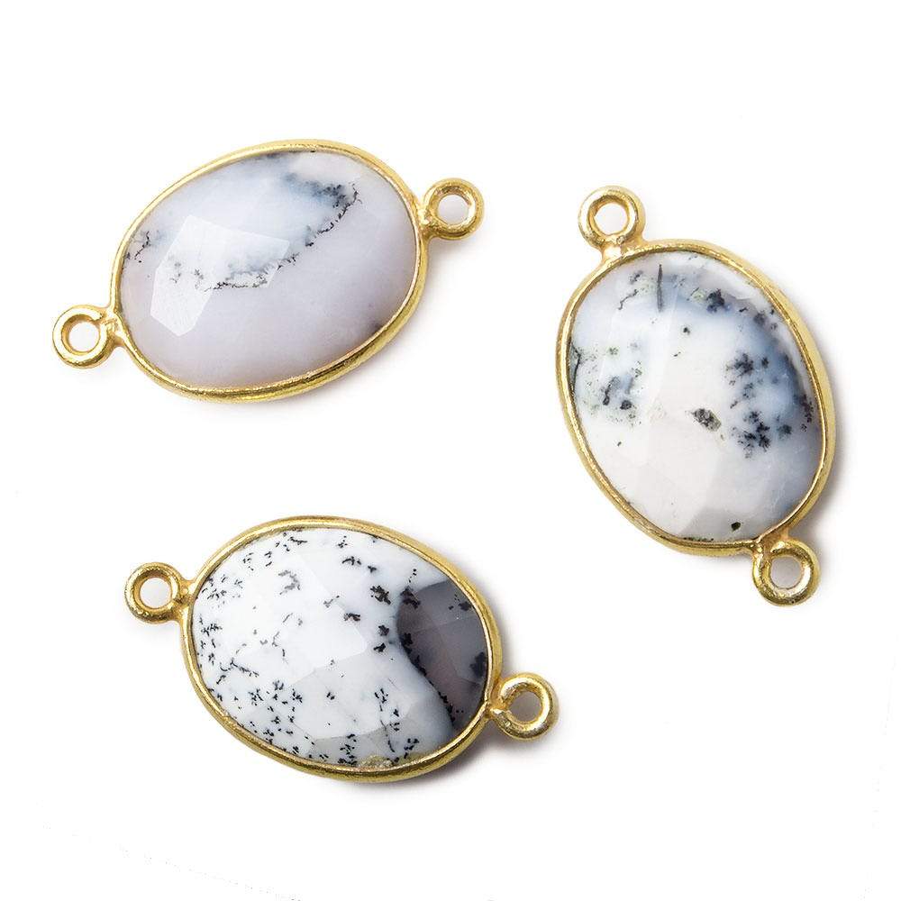 17x13mm Vermeil Bezel Dendritic Opal Faceted Oval Connector 1 piece (ONLINE ORDER ONLY)