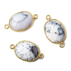 17x13mm Vermeil Bezel Dendritic Opal Faceted Oval Connector 1 piece (ONLINE ORDER ONLY)