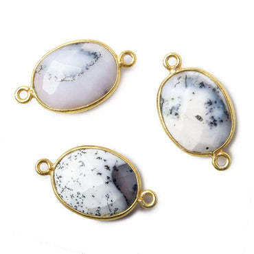 17x13mm Vermeil Bezel Dendritic Opal Faceted Oval Connector 1 piece (ONLINE ORDER ONLY)