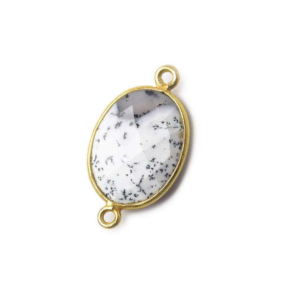 17x13mm Vermeil Bezel Dendritic Opal Faceted Oval Connector 1 piece (ONLINE ORDER ONLY)