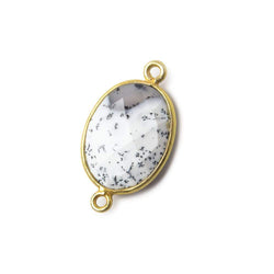 17x13mm Vermeil Bezel Dendritic Opal Faceted Oval Connector 1 piece (ONLINE ORDER ONLY)