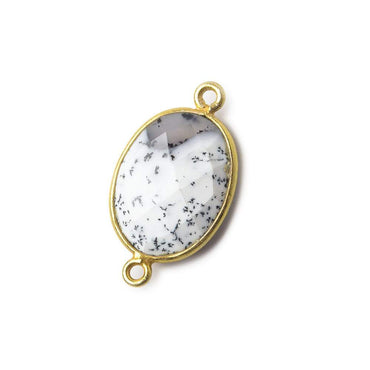 17x13mm Vermeil Bezel Dendritic Opal Faceted Oval Connector 1 piece (ONLINE ORDER ONLY)
