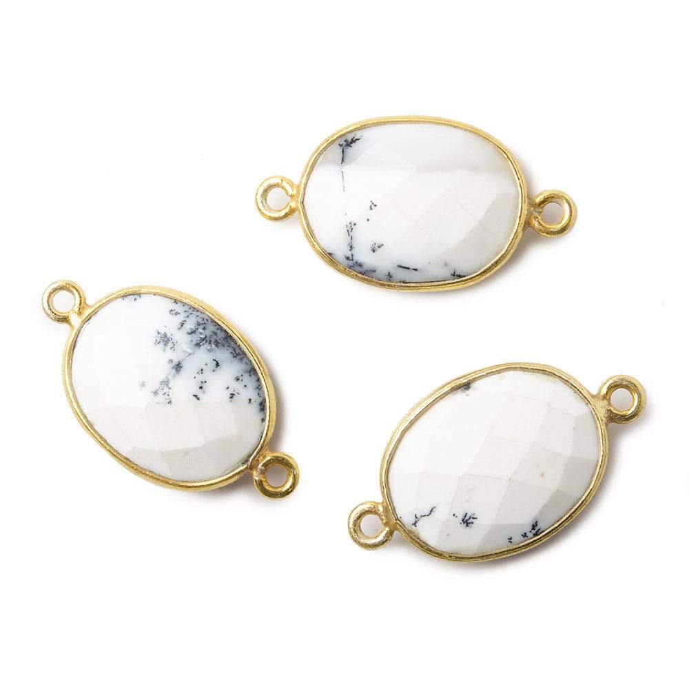 17x13mm Vermeil Bezel Dendritic Opal Opaque Faceted Oval Connector 1 piece (ONLINE ORDER ONLY)