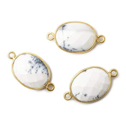 17x13mm Vermeil Bezel Dendritic Opal Opaque Faceted Oval Connector 1 piece (ONLINE ORDER ONLY)