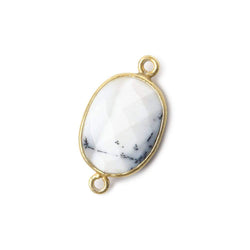 17x13mm Vermeil Bezel Dendritic Opal Opaque Faceted Oval Connector 1 piece (ONLINE ORDER ONLY)