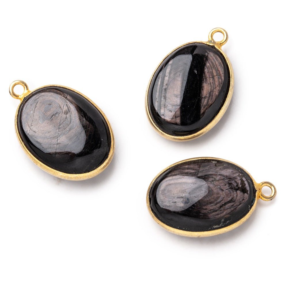 17x13mm Vermeil Bezel Hypersthene Plain Oval Pendant 1 piece (ONLINE ORDER ONLY)