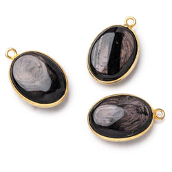 17x13mm Vermeil Bezel Hypersthene Plain Oval Pendant 1 piece (ONLINE ORDER ONLY)