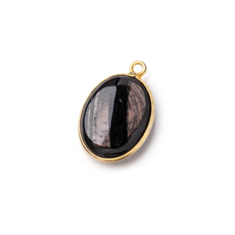17x13mm Vermeil Bezel Hypersthene Plain Oval Pendant 1 piece (ONLINE ORDER ONLY)