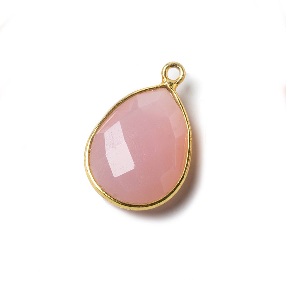 17x13mm Vermeil Bezel Petal Pink Chalcedony Pear Focal Pendant 1 piece (ONLINE ORDER ONLY)