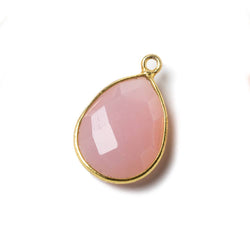17x13mm Vermeil Bezel Petal Pink Chalcedony Pear Focal Pendant 1 piece (ONLINE ORDER ONLY)