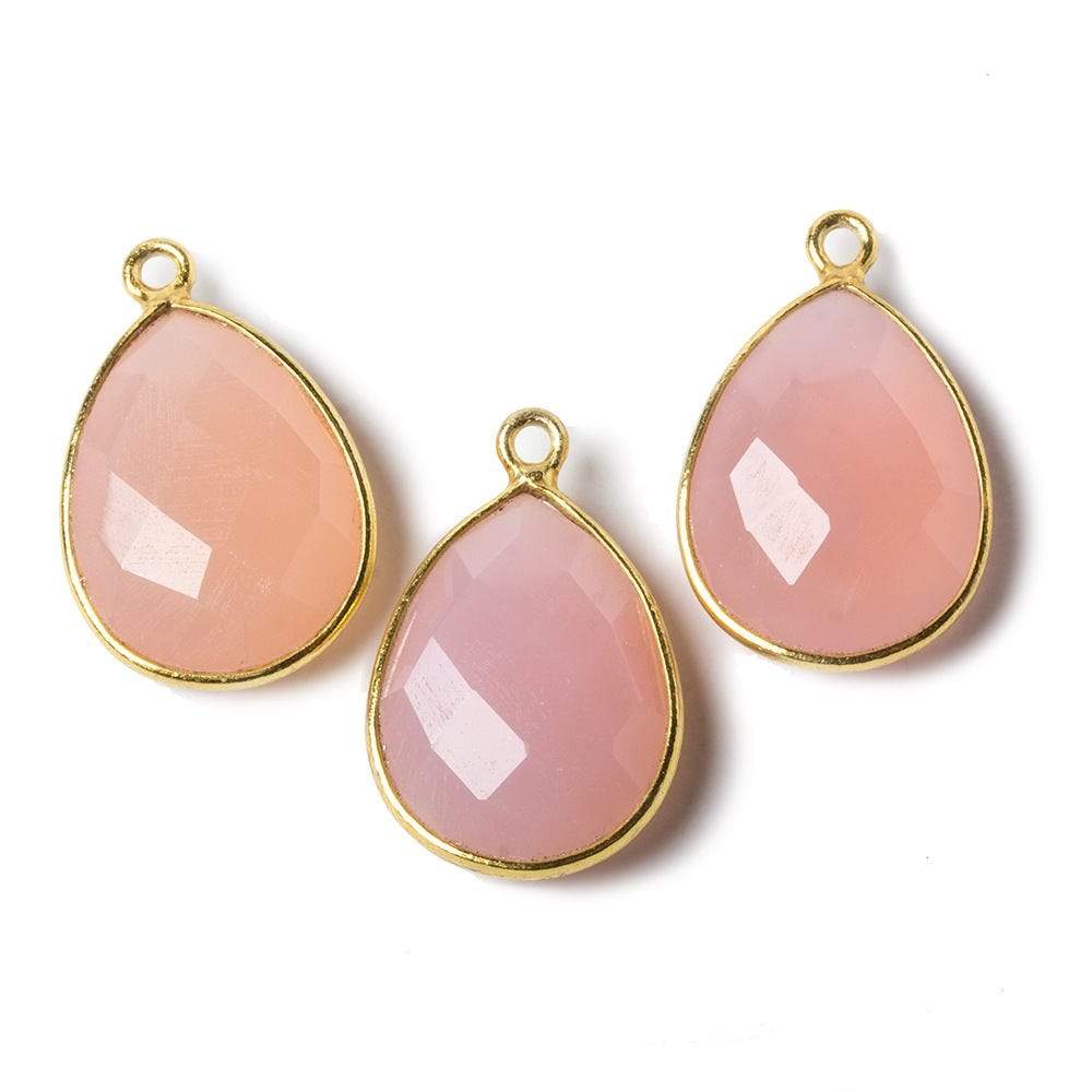 17x13mm Vermeil Bezel Petal Pink Chalcedony Pear Focal Pendant 1 piece (ONLINE ORDER ONLY)