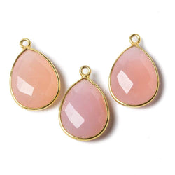 17x13mm Vermeil Bezel Petal Pink Chalcedony Pear Focal Pendant 1 piece (ONLINE ORDER ONLY)