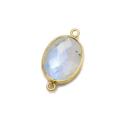 17x13mm Vermeil Bezel Rainbow Moonstone Faceted Oval Connector 1 piece (ONLINE ORDER ONLY)