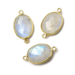 17x13mm Vermeil Bezel Rainbow Moonstone Faceted Oval Connector 1 piece (ONLINE ORDER ONLY)
