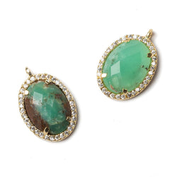 17x13mm Vermeil Bezeled CZ & Chrysoprase Oval Pendant 1 pc (ONLINE ORDER ONLY)