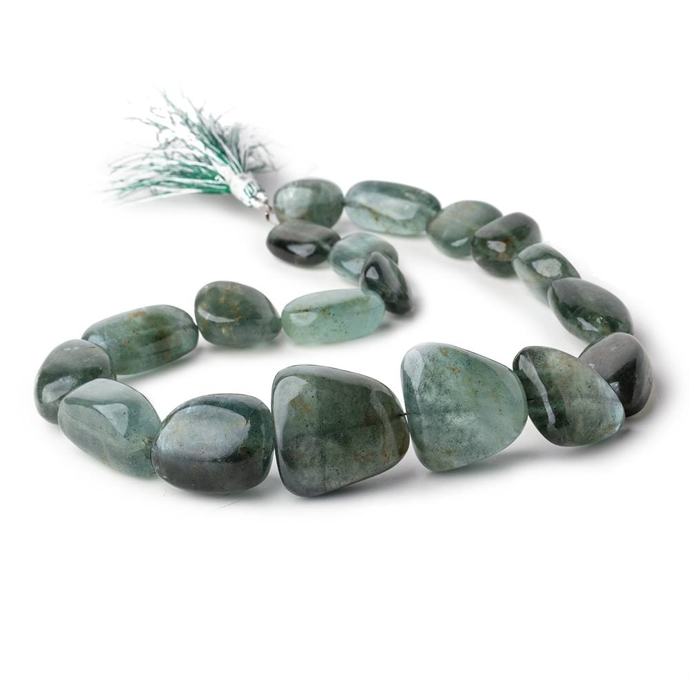 17x14-25x26mm Moss Aquamarine Plain Nuggets 18 inch 19 Beads 1mm Hole (ONLINE ORDER ONLY)