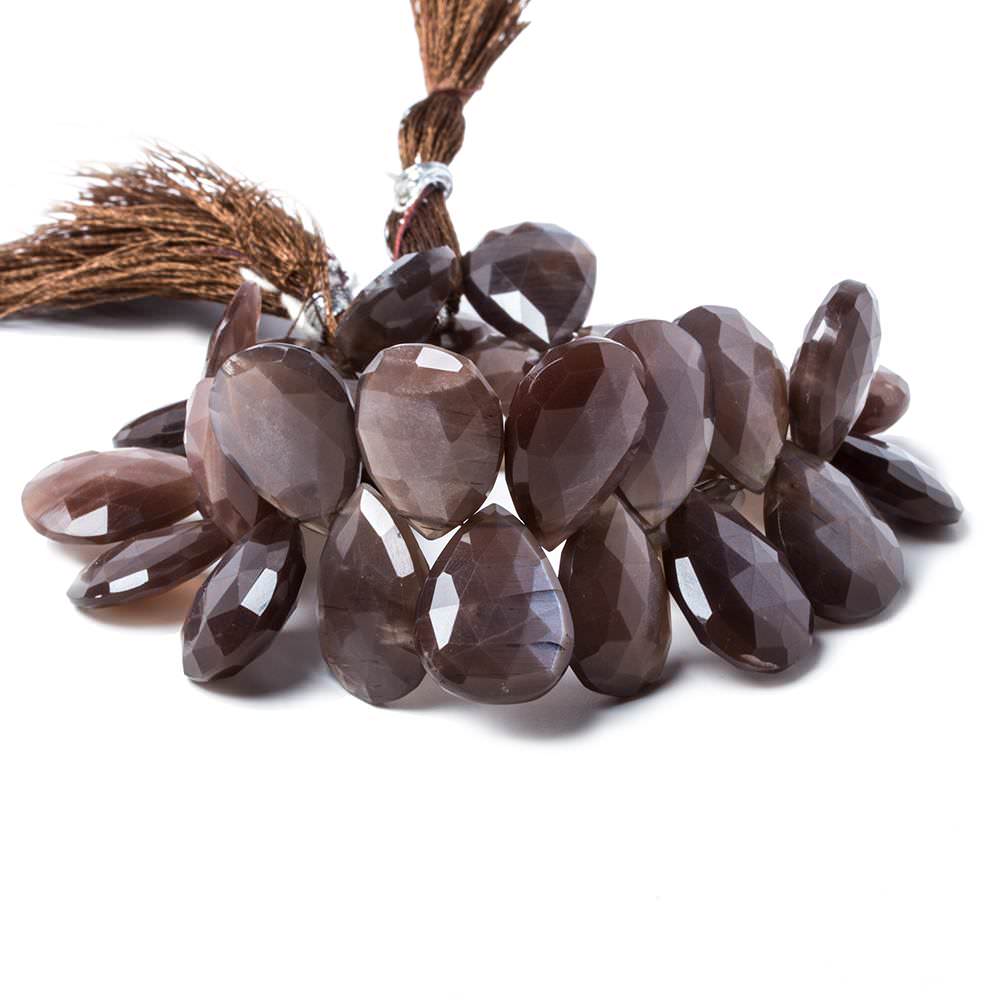 17x14.5-20.5x15mm Chocolate Moonstone faceted pear beads 8 inch 33 pcs (ONLINE ORDER ONLY)
