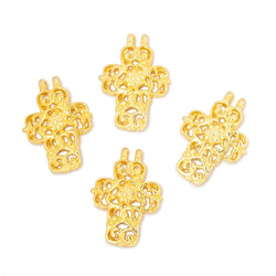 17x14.5mm Filigree Cross Two Ring Pendant Charm Set of 4 pieces (ONLINE ORDER ONLY)