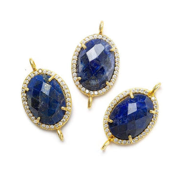 17x14mm Vermeil Bezel White CZ & Lapis Lazuli Oval Connector 1 piece (ONLINE ORDER ONLY)