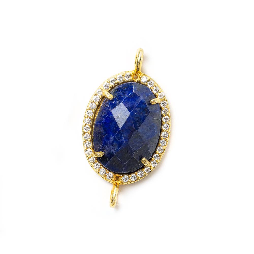 17x14mm Vermeil Bezel White CZ & Lapis Lazuli Oval Connector 1 piece (ONLINE ORDER ONLY)