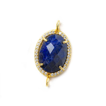 17x14mm Vermeil Bezel White CZ & Lapis Lazuli Oval Connector 1 piece (ONLINE ORDER ONLY)