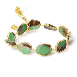 17x14mm Gold Leaf Chrysoprase & Matrix Slice Beads 9 pieces (ONLINE ORDER ONLY)