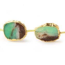 17x14mm Gold Leaf Chrysoprase & Matrix Slice Beads 9 pieces (ONLINE ORDER ONLY)