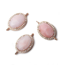 17x14mm Rose Gold CZ Bezel Pink Peruvian Opal Oval Connector  1 piece (ONLINE ORDER ONLY)