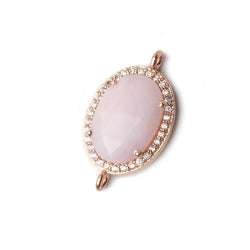 17x14mm Rose Gold CZ Bezel Pink Peruvian Opal Oval Connector  1 piece (ONLINE ORDER ONLY)