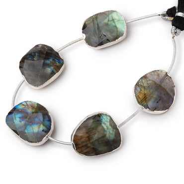 17x15-23x20mm Silver Leafed Labradorite Faceted Nugget Strand 5 Beads (ONLINE ORDER ONLY)